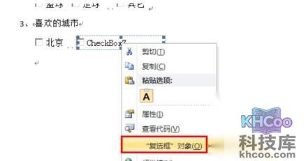 Word2010如何插入复选框7 Word2010如何插入复选框7
