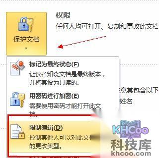 Word2010如何进行限制编辑设置2