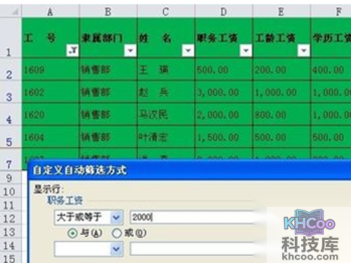 Excel中筛选功能使用方法/自定义筛选步骤2
