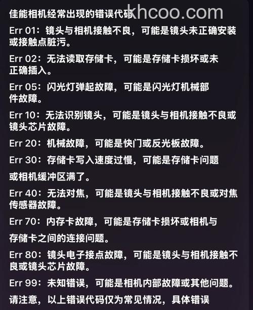 JVC相机有哪些故障代码 JVC摄像机故障代码大全【详解】