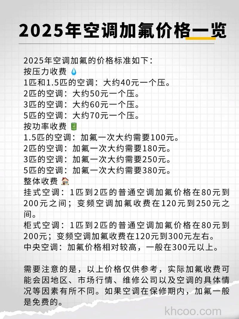 1.5匹空调加氟多少钱 1.5匹空调加氟收费标准【详解】