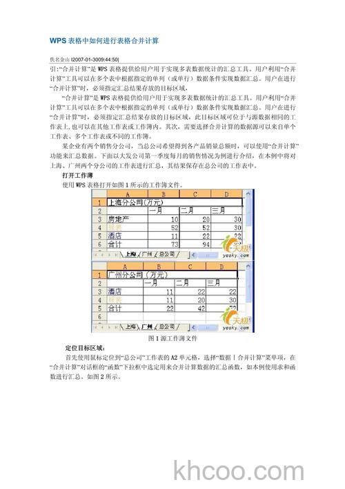 WPS2013表格怎么进行数据合并计算 WPS2013表格进行数据合并计算的方法