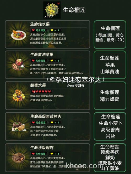 塞尔达传说榴莲和什么烹饪？