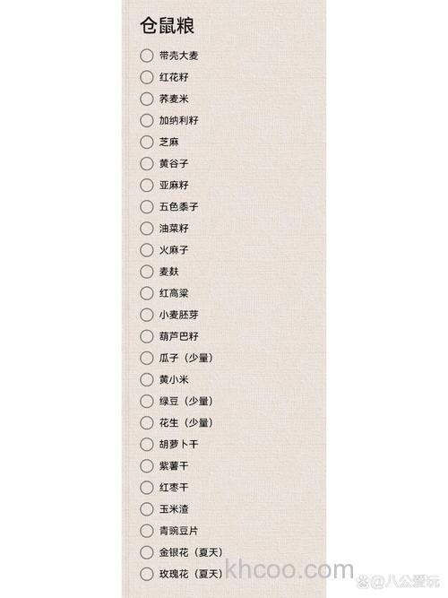 求一仓鼠粮食自配配方