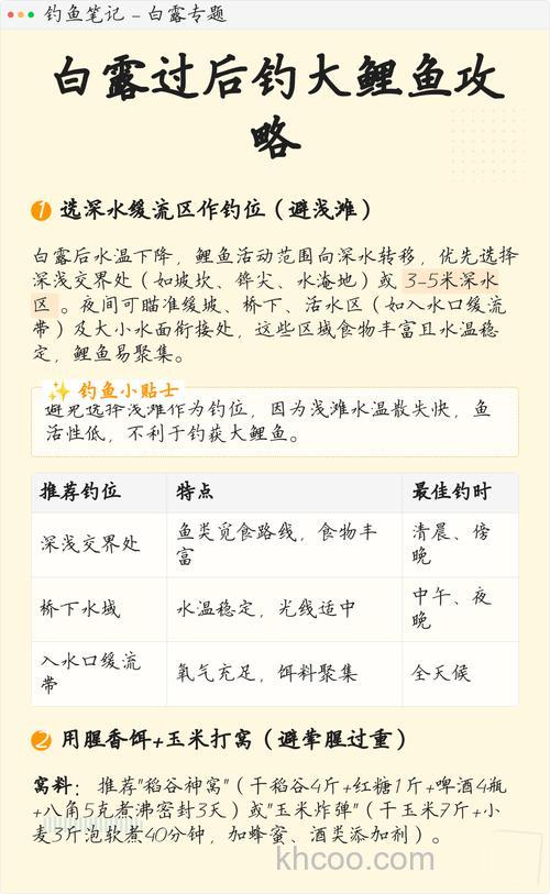 白露以后钓鲤鱼的饵料最佳配方？