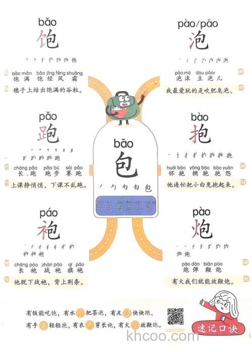 包加偏旁再组词？